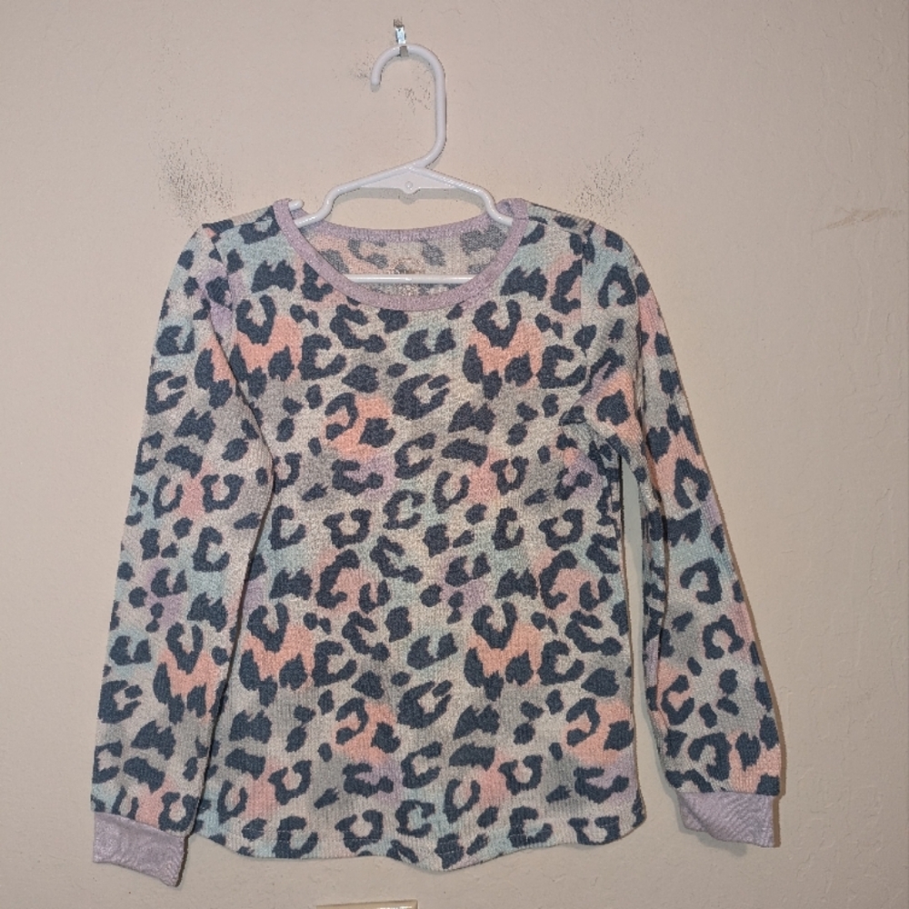 Wonder Nation thermal leopard print long sleeve shirt size 6/6X